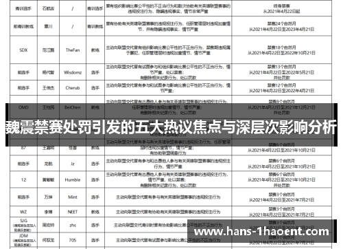 魏震禁赛处罚引发的五大热议焦点与深层次影响分析